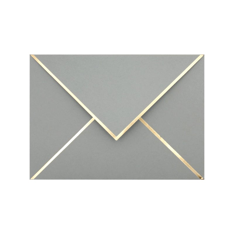 CHRIZ.Z A7 Envelopes - V Flap Foil Border Luxury Mailing Envelopes for 5"" x 7"" Cards - for Wedding, Invitations, Baby Shower, Photos, Graduation, Birthday, Bridal Shower - 5.25"" x 7.25"" (Grey, 25 Pack) - Image 1